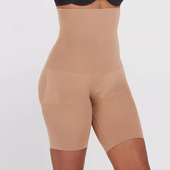 Spanx Assets Shaping Shorts Size Medium Light Beige Hi Waisted Compression - Picture 8 of 10